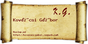 Kovácsi Gábor névjegykártya